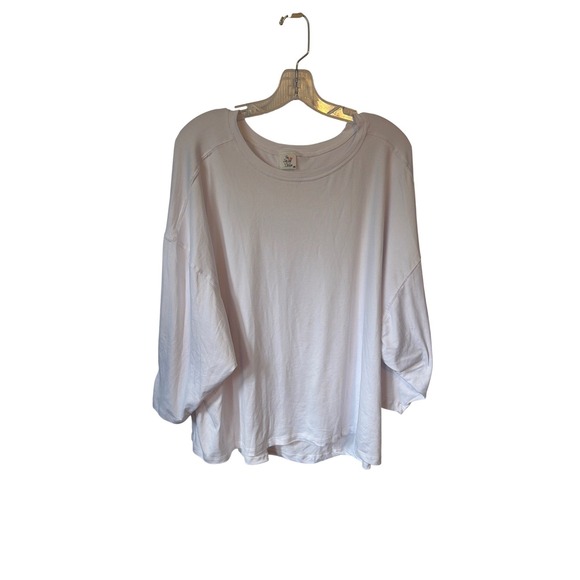 The Zigzag Stripe Tops - The ZigZag Stripe Womens Plus 2X White Long Sleeve Oversized Top T3432 USA Made